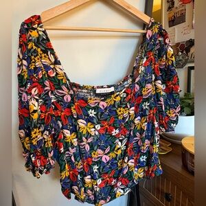Eloquii Cropped Floral Blouse